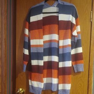 Knit Open Front Cardigan, Knee Length